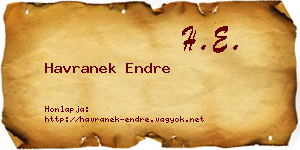 Havranek Endre névjegykártya